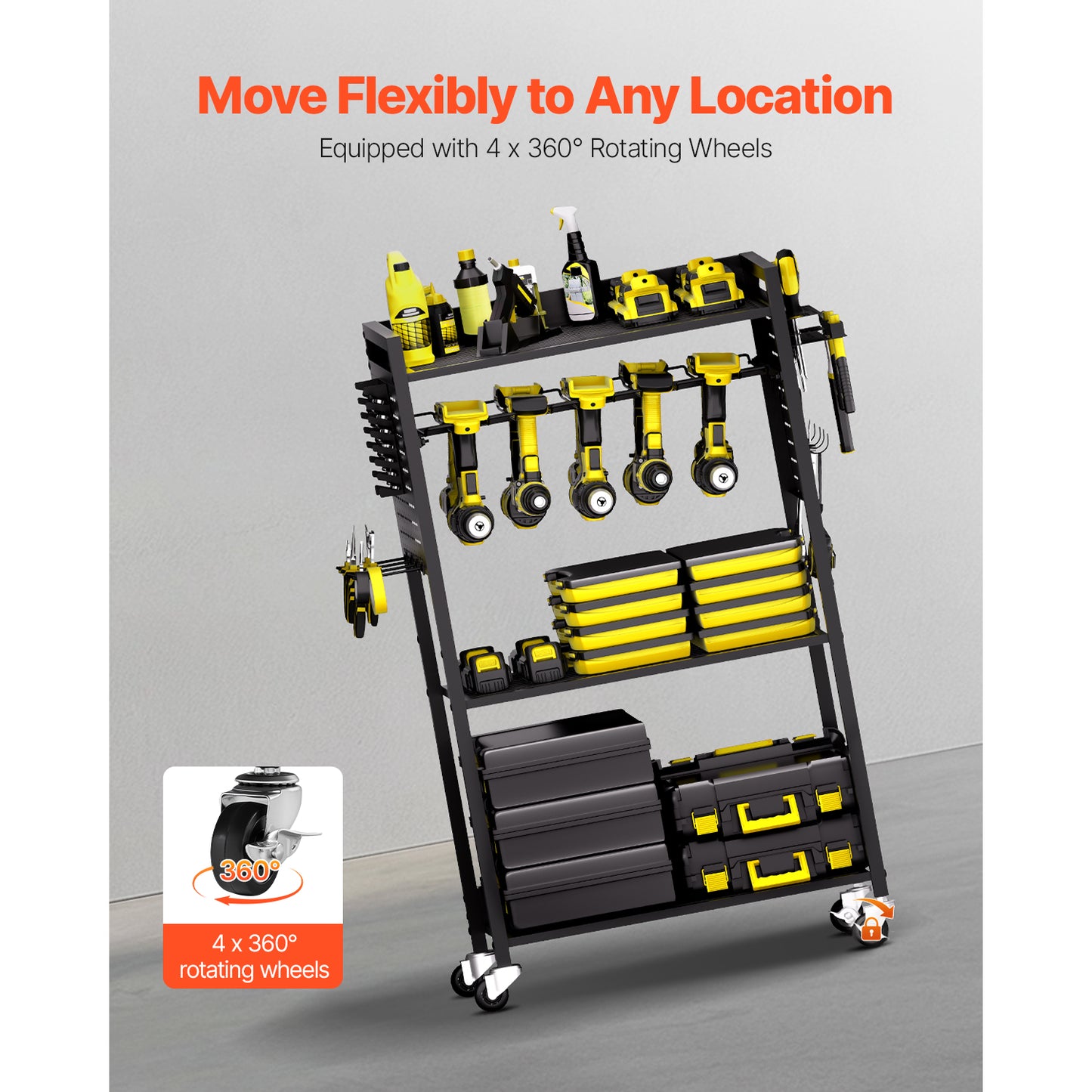 Professional 4-Tier Heavy-Duty Rolling Tool Cart