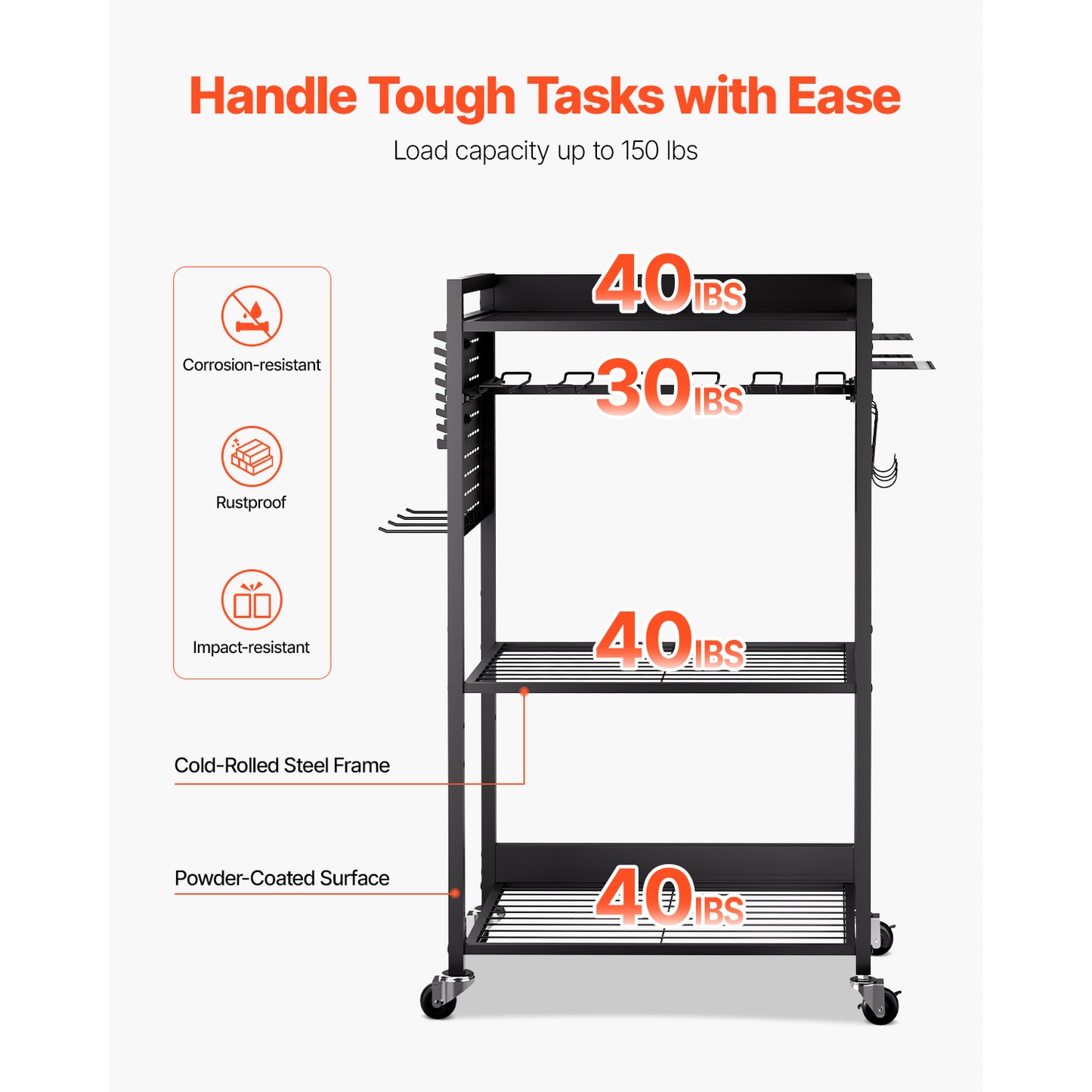 Professional 4-Tier Heavy-Duty Rolling Tool Cart